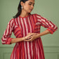 Red Cotton Stripe Jacket Dress