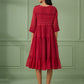 Red Cotton Tiered Dress