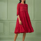 Red Cotton Tiered Dress