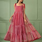 Red Stripe Breezy Tiered Cotton Maxi Dress