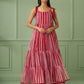 Red Stripe Breezy Tiered Cotton Maxi Dress