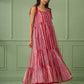 Red Stripe Breezy Tiered Cotton Maxi Dress