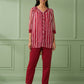 Red Stripe Cotton Shirt with Pants Set