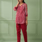 Red Stripe Cotton Shirt with Pants Set