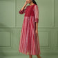 Red Stripe Cotton Silk Maxi Dress