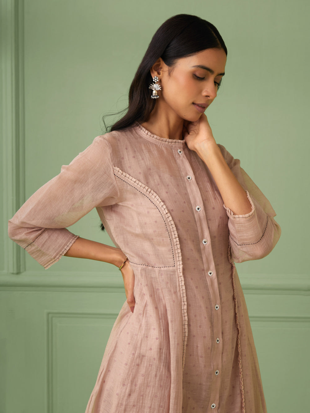 Rose Gold Cotton Jacket Dress