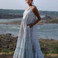 White Block Printed Cambric Tiered Dress