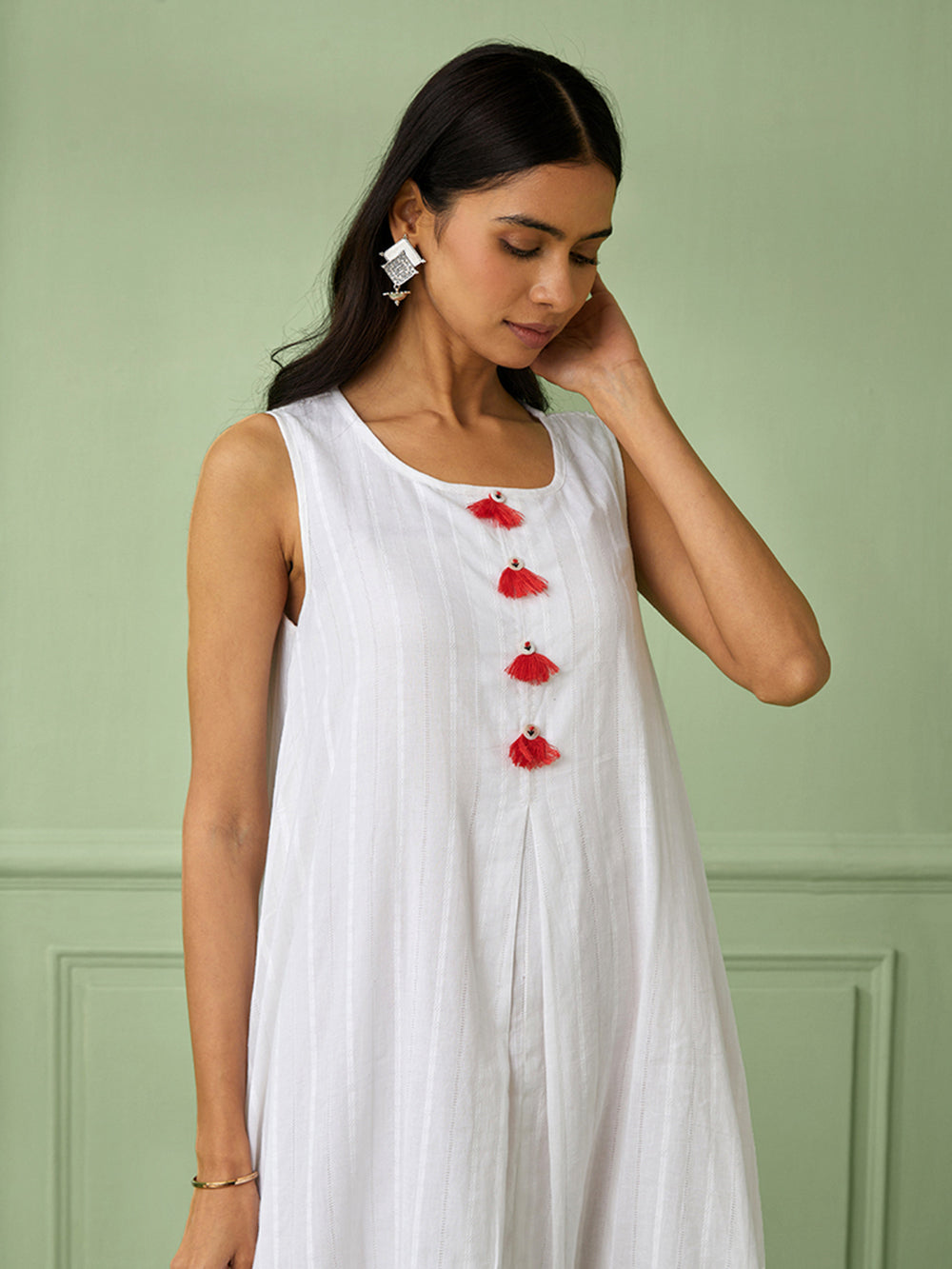 White Cotton Asymmetrical Dress