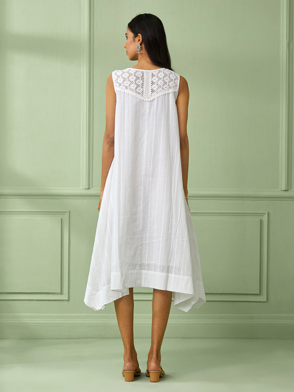 White Cotton Asymmetrical Dress