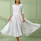 White Cotton Flared Dress