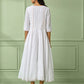 White Cotton Flared Dress