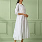 White Cotton Flared Dress