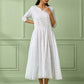 White Cotton Flared Dress