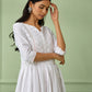 White Cotton Flared Dress