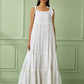 White Cotton Flounce Dress