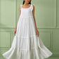 White Cotton Flounce Dress