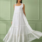 White Cotton Flounce Dress