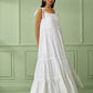 White Cotton Flounce Dress