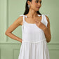 White Cotton Flounce Dress