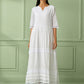 White Cotton Gathered Dress