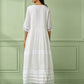 White Cotton Gathered Dress