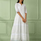 White Cotton Gathered Dress