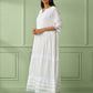 White Cotton Gathered Dress