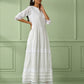 White Cotton Gathered Dress