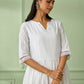 White Cotton Gathered Dress