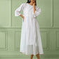 White Cotton Gathered Dress