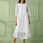 White Cotton Gathered Dress