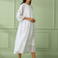 White Cotton Gathered Dress