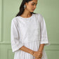 White Cotton Gathered Dress