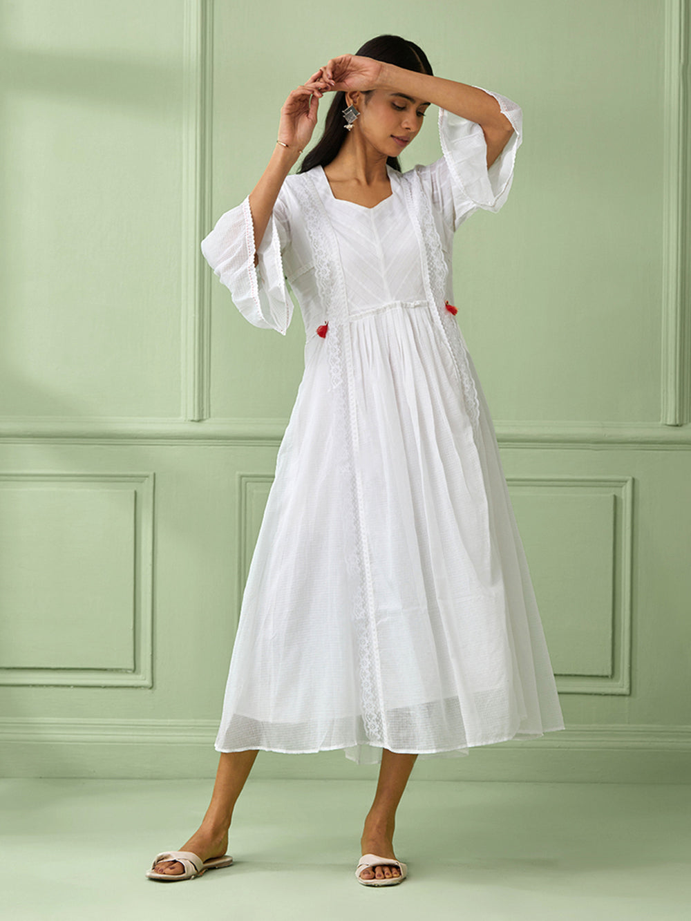 White Cotton Kalidar Dress