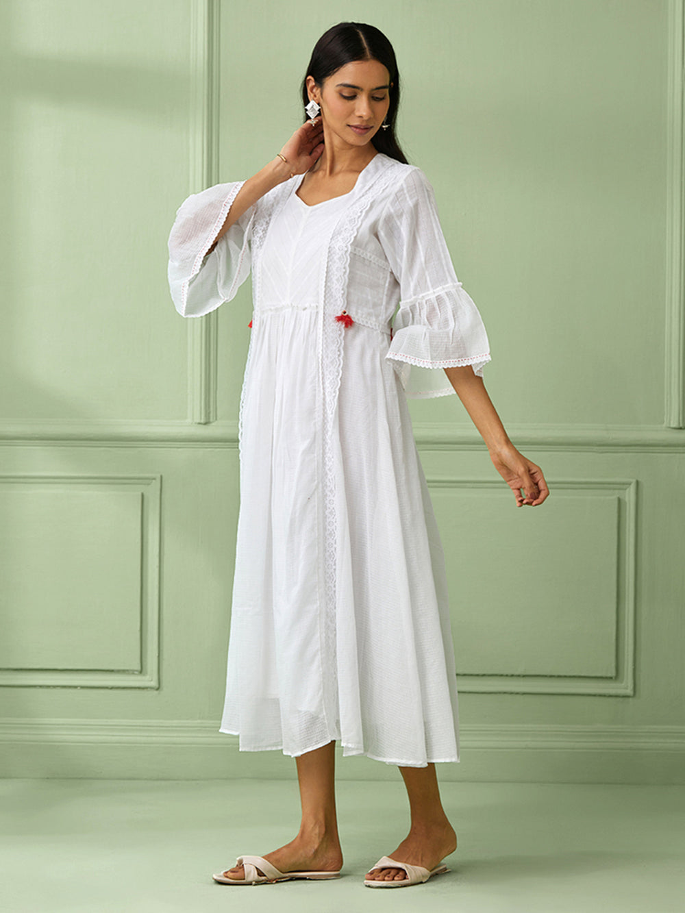 White Cotton Kalidar Dress