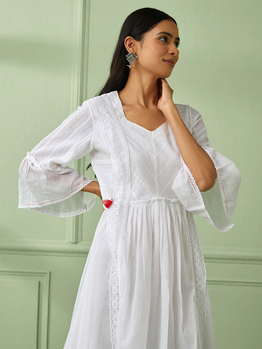 White Cotton Kalidar Dress