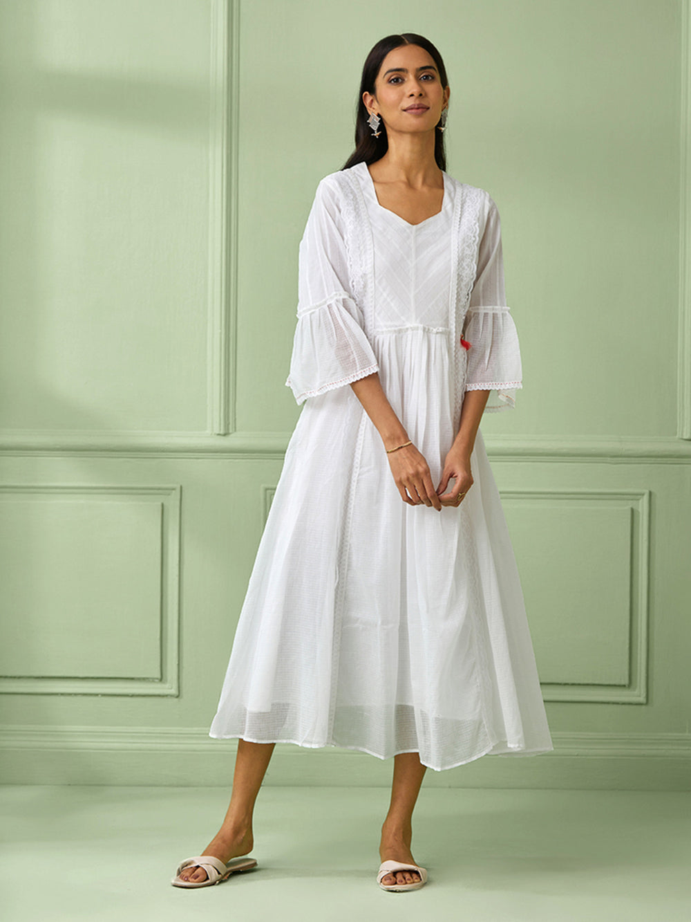 White Cotton Kalidar Dress