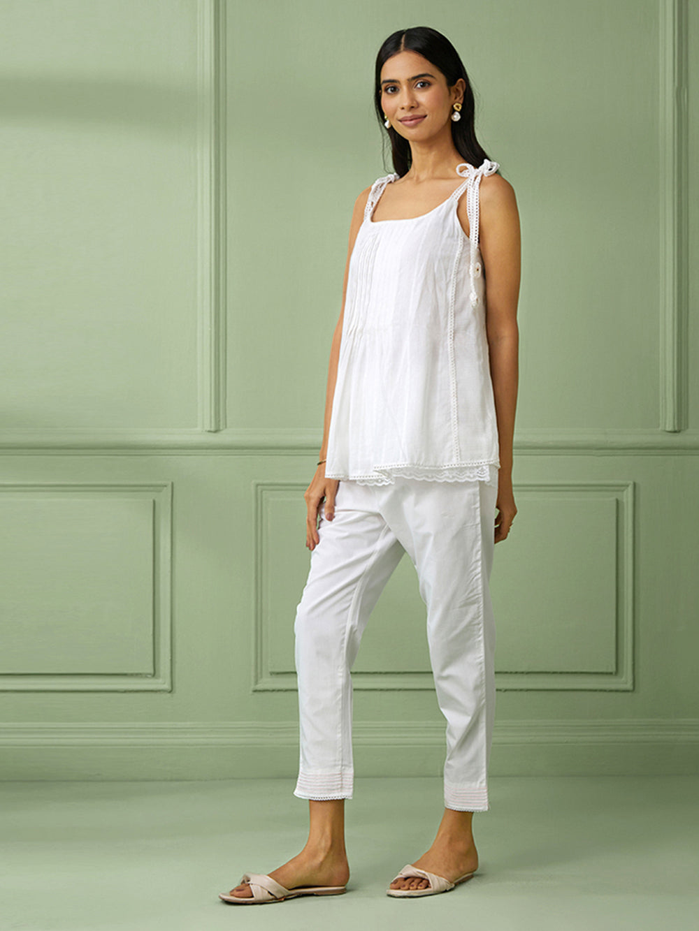 White Cotton Spegatti Top