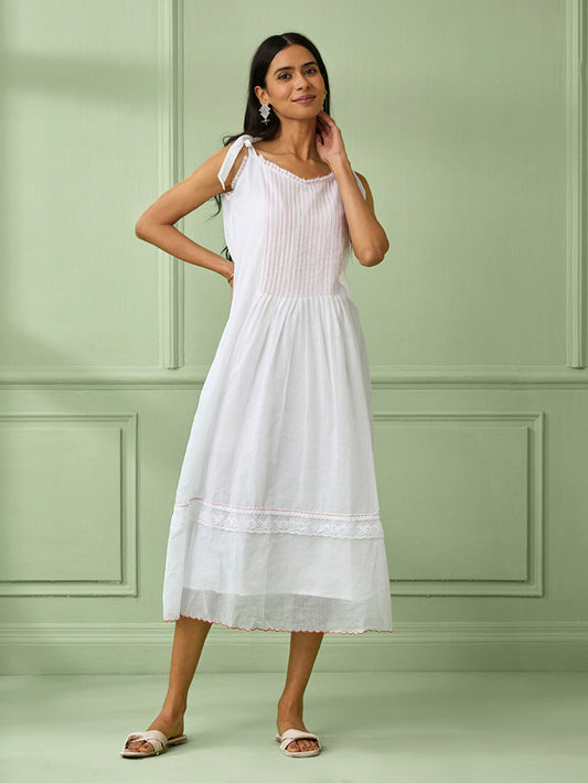 White Cotton Strap Dress