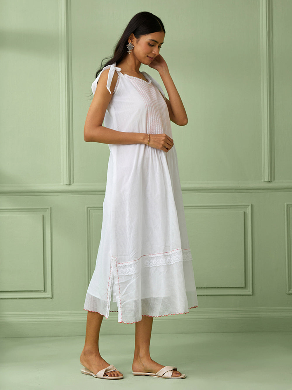 White Cotton Strap Dress