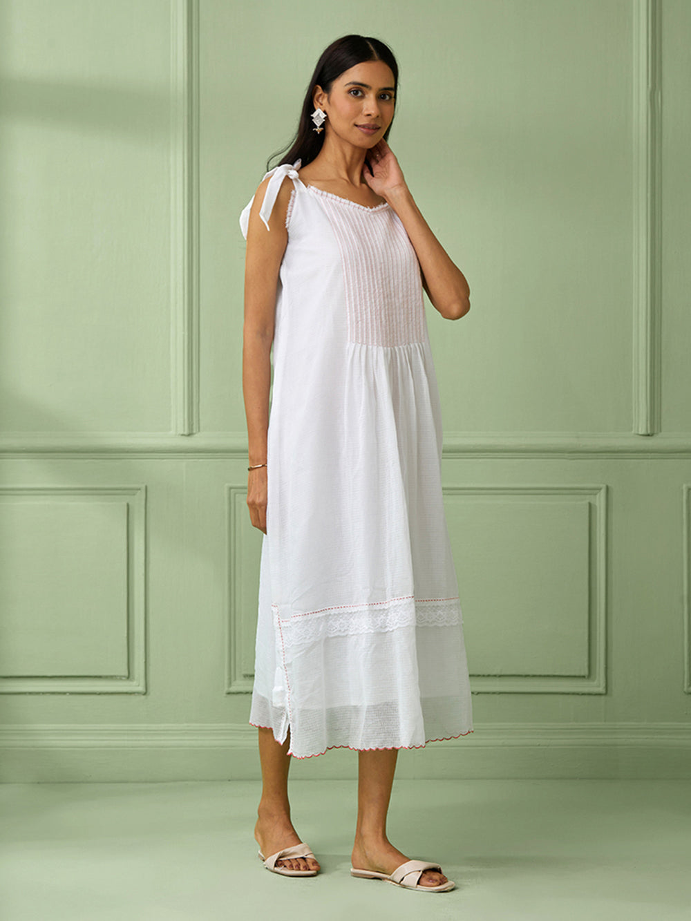 White Cotton Strap Dress