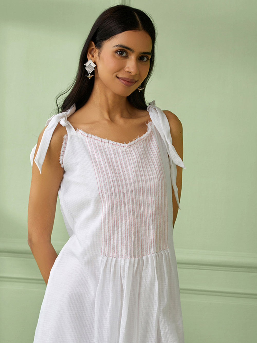 White Cotton Strap Dress