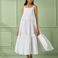 White Cotton Strappy Tiered Dress