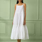 White Cotton Strappy Tiered Dress