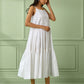 White Cotton Strappy Tiered Dress