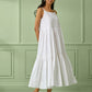 White Cotton Strappy Tiered Dress