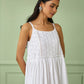 White Cotton Strappy Tiered Dress