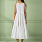 White Cotton Strappy Tiered Dress