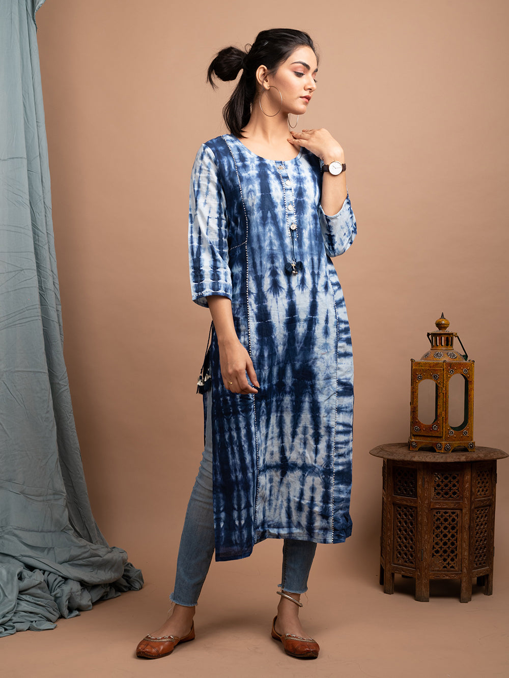 Blue Tie & Dye Cotton Kurta