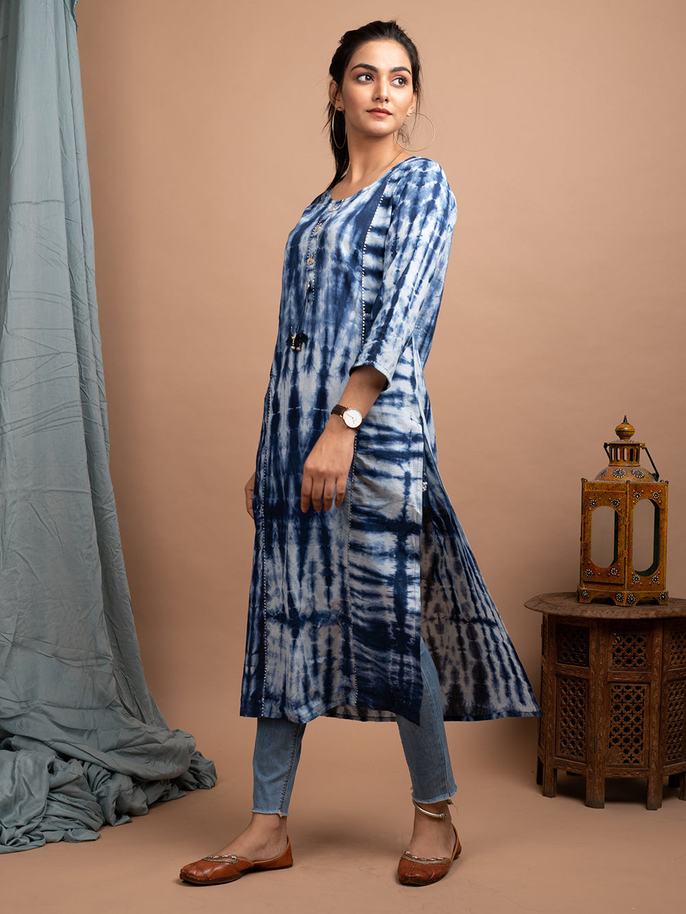 Blue Tie & Dye Cotton Kurta